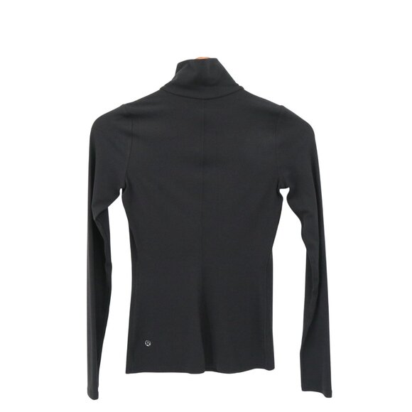 Lululemon Ethereal Black Long Sleeve Mock Neck Mesh Trim Pullover Top 0 2 - Picture 8 of 9
